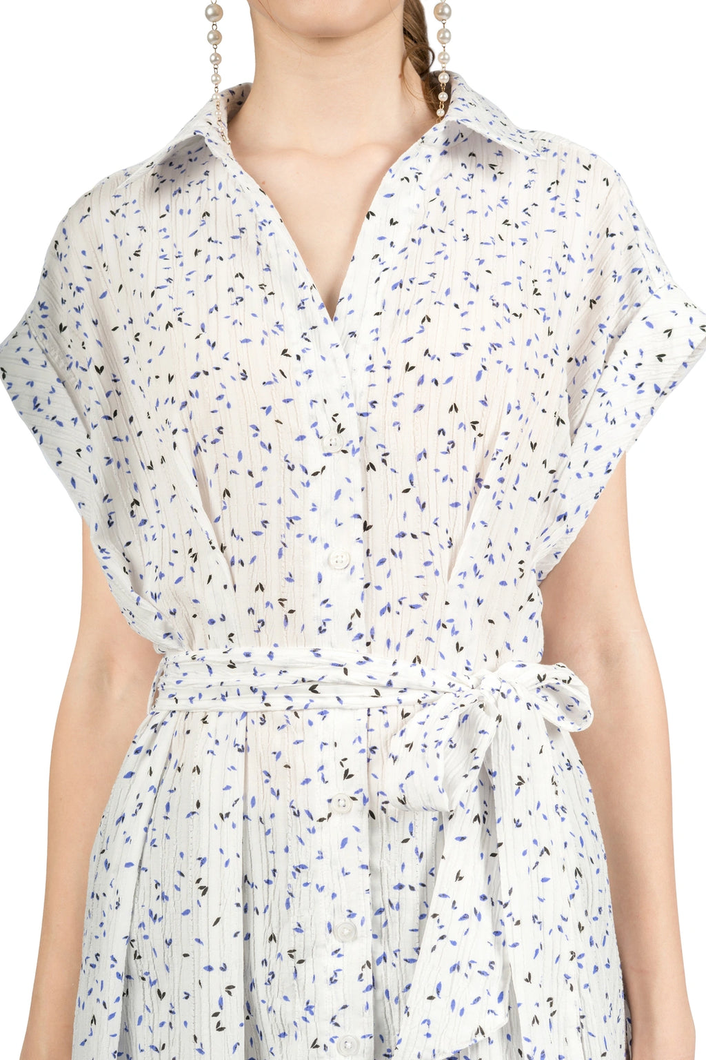 White Printed Kimono Midi Dress