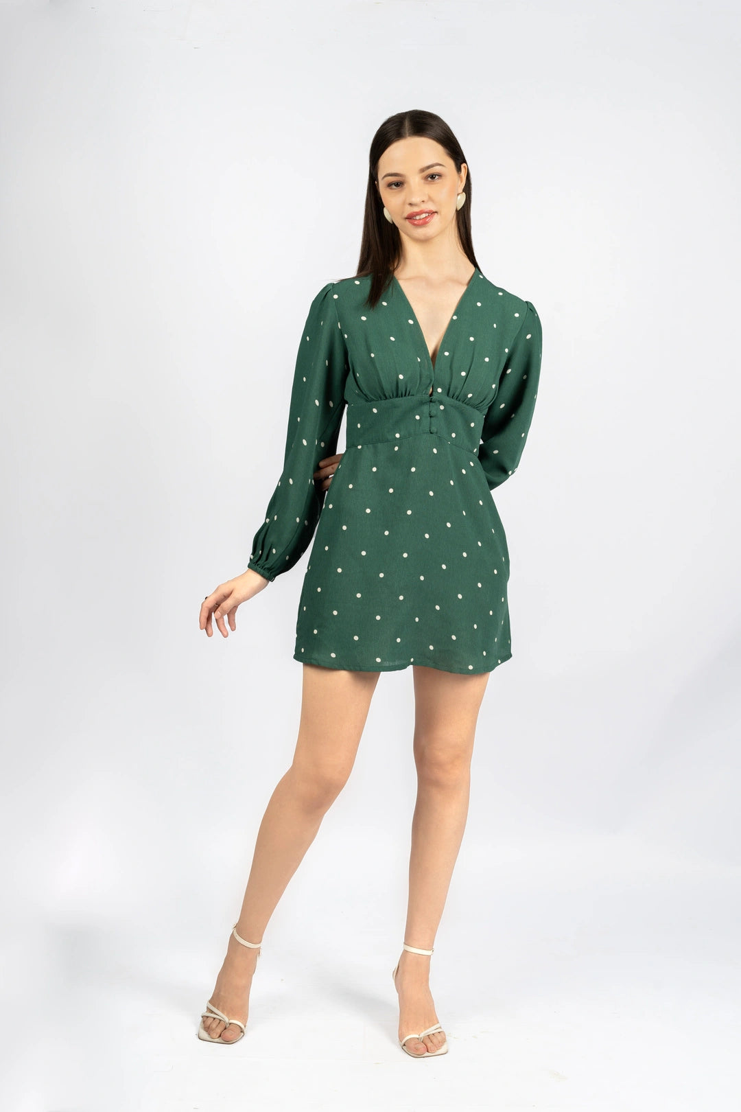 Green Polka Dot Fit & Flare Dress