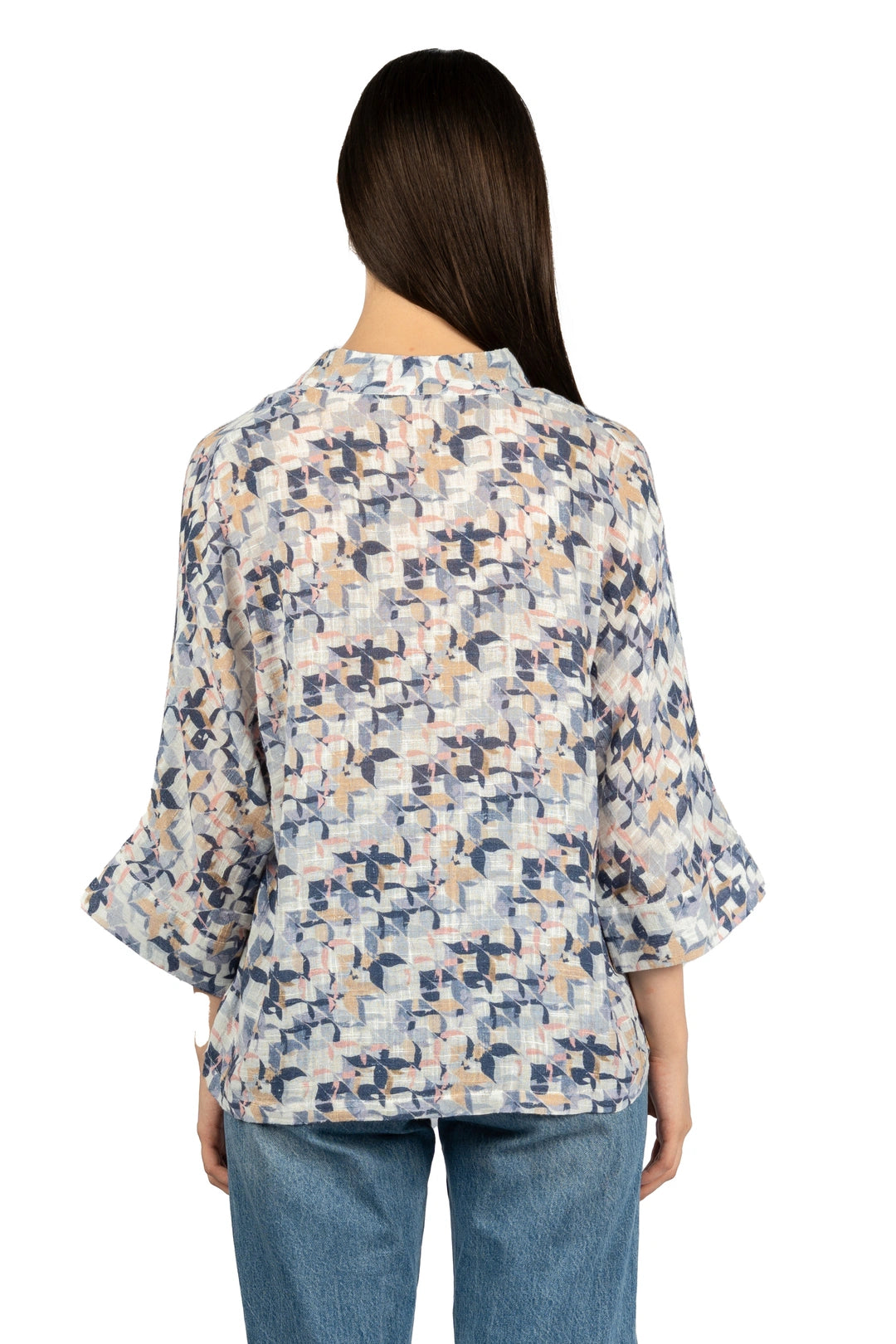 Multicolour Abstract Cotton Gauge Slub Top