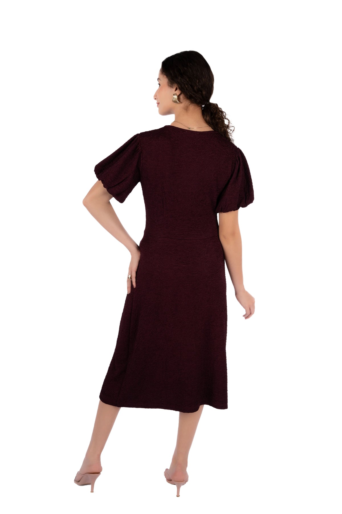 Sorin Prune Scrabble Flare Dress