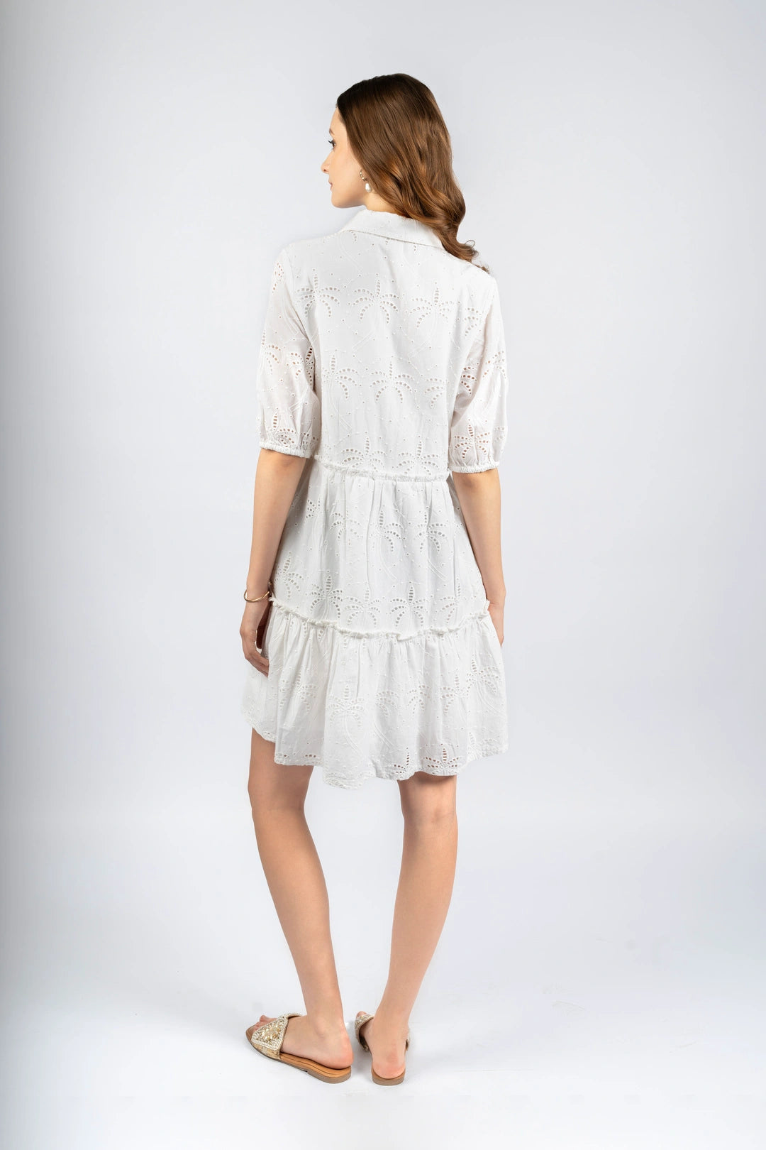 White Cotton Schiffly Fit & Flare Dress Cory Edge White Cotton Schiffly Fit & Flare Dress Cory Edge