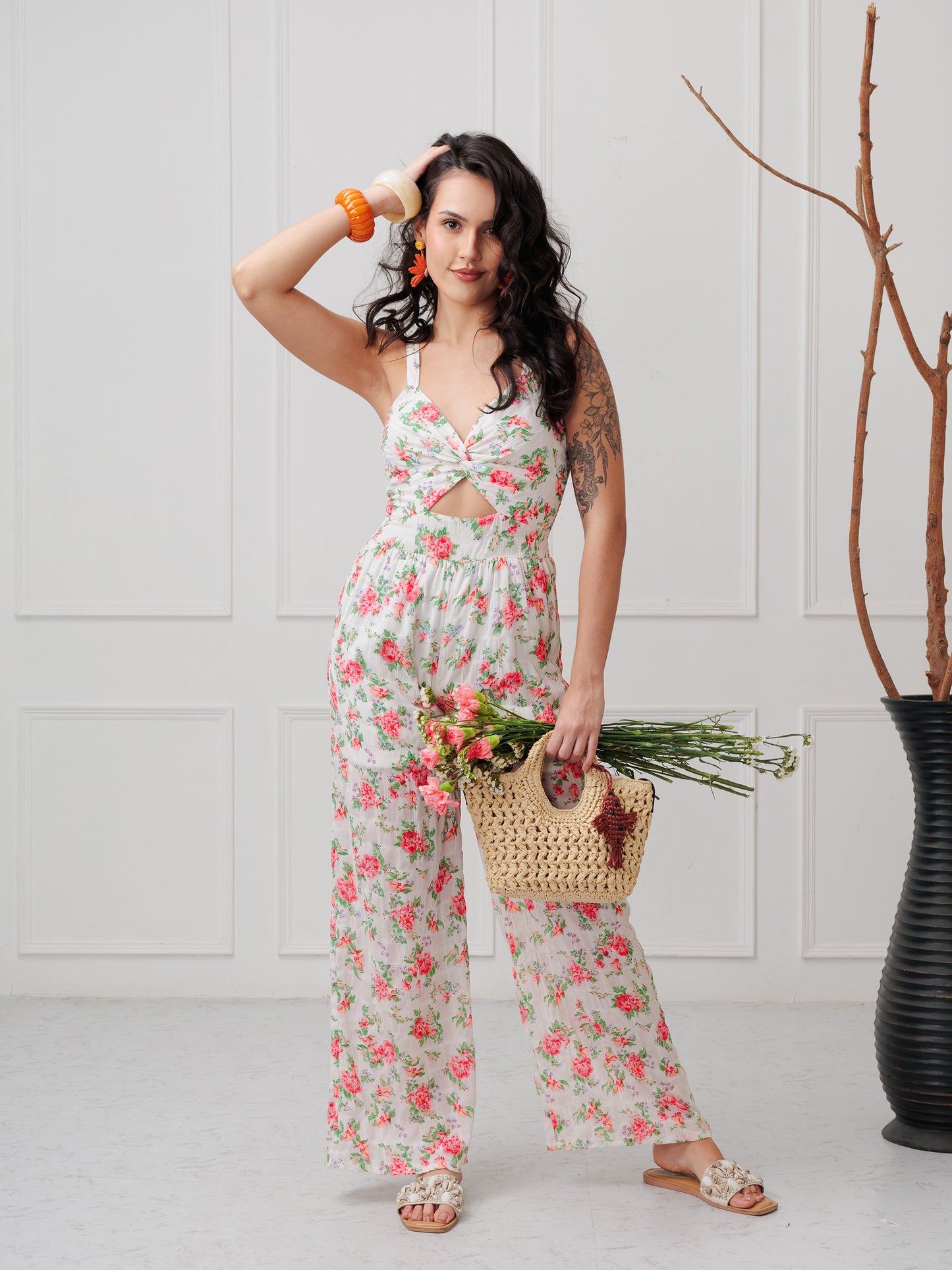 SLEEVELESS FLORAL JUMSUIT