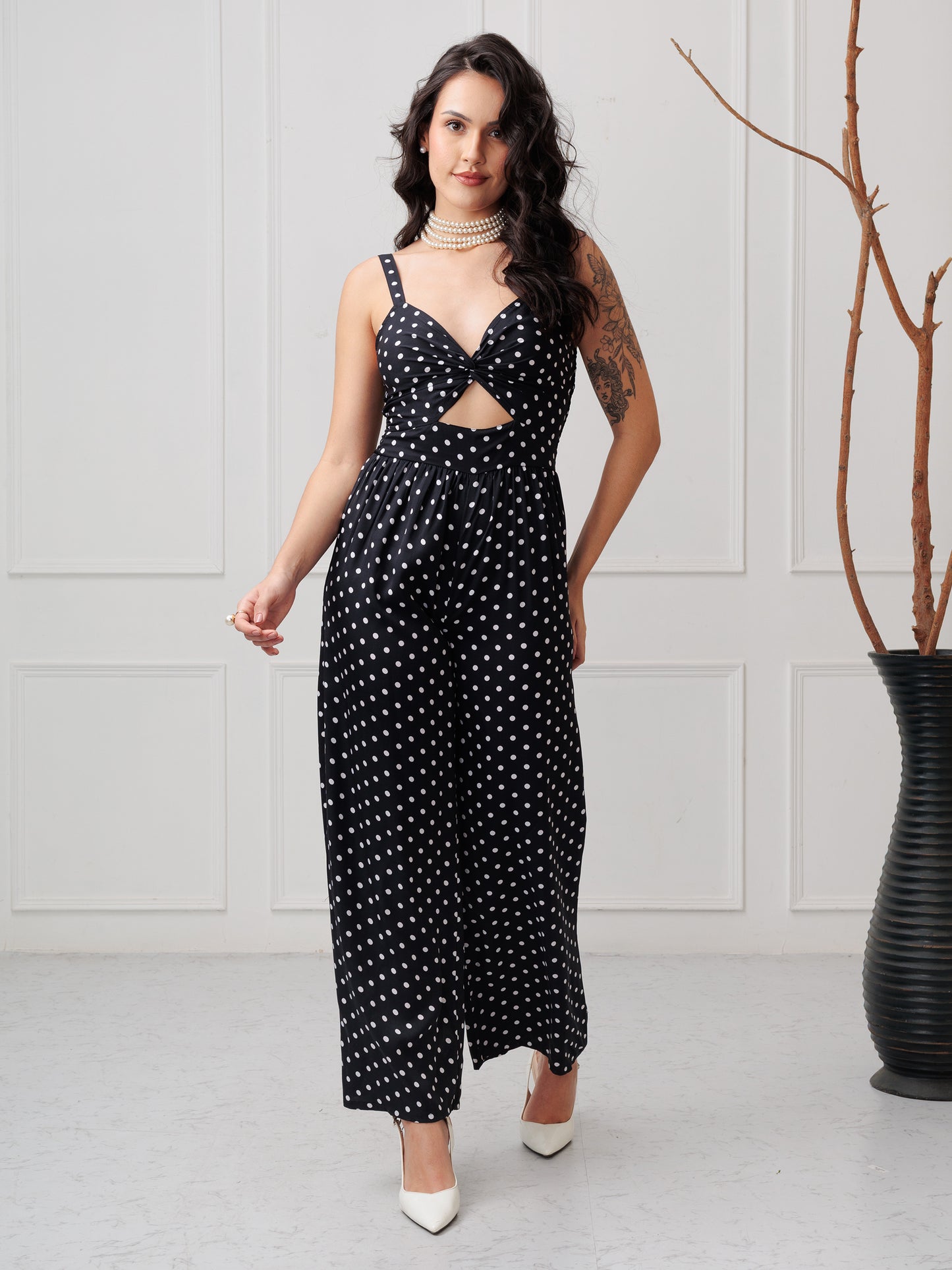 NOIRELLE DOT TWIST JUMPSUIT