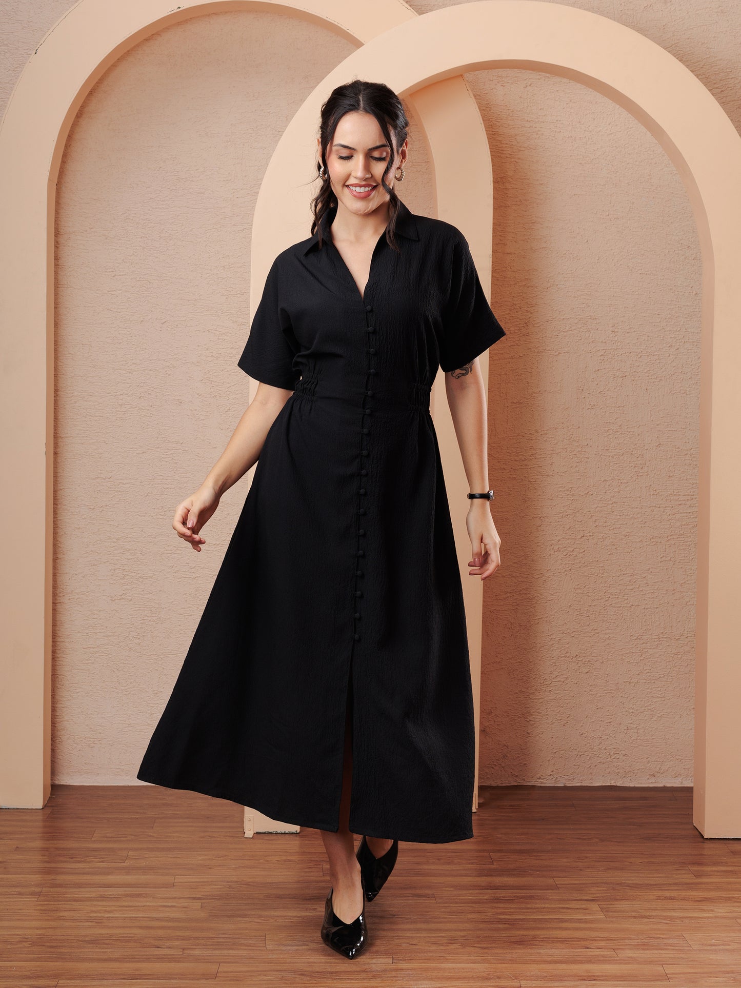 Cory Edge Blaco Button Midi Dress for Women