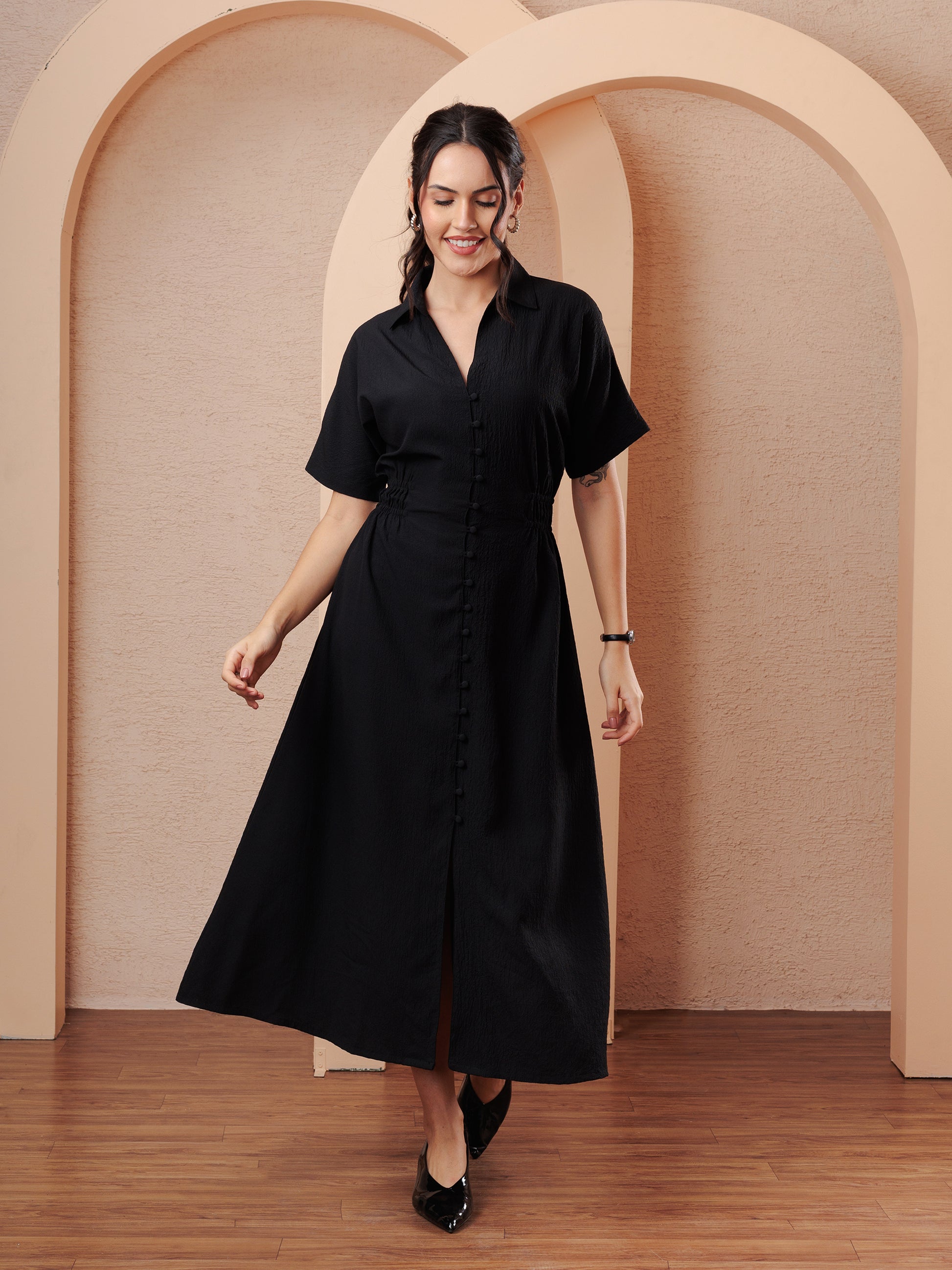 Cory Edge Blaco Button Midi Dress for Women