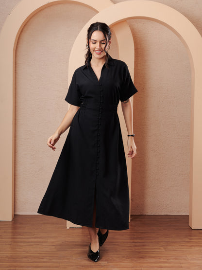 Cory Edge Blaco Button Midi Dress for Women