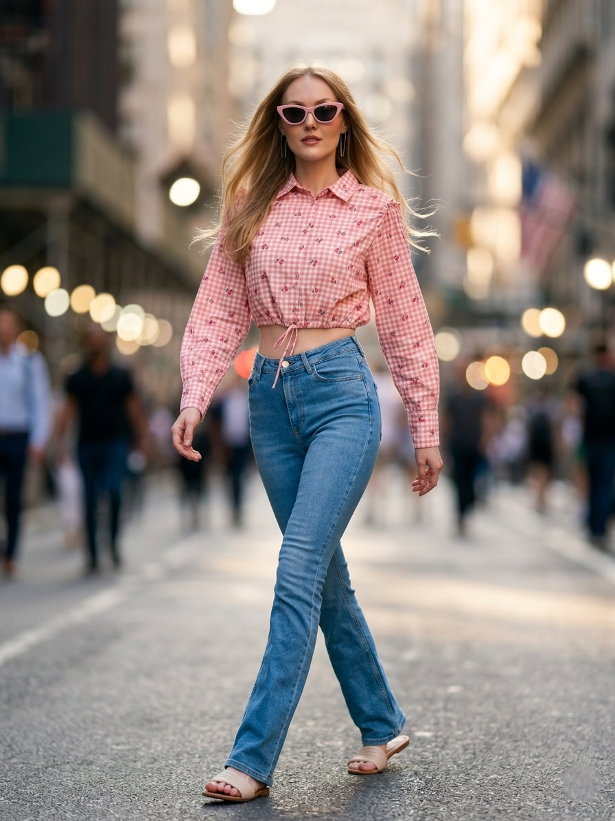 Cory edge Pink checkered top