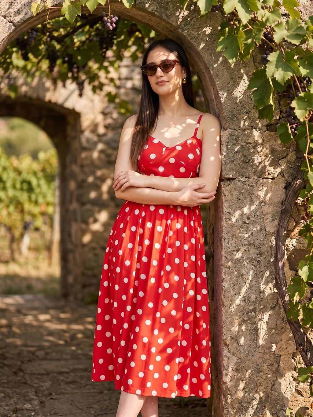 Cory Edge Polka Dot Midid Dress For Vacation, Beach or casual for women and girl