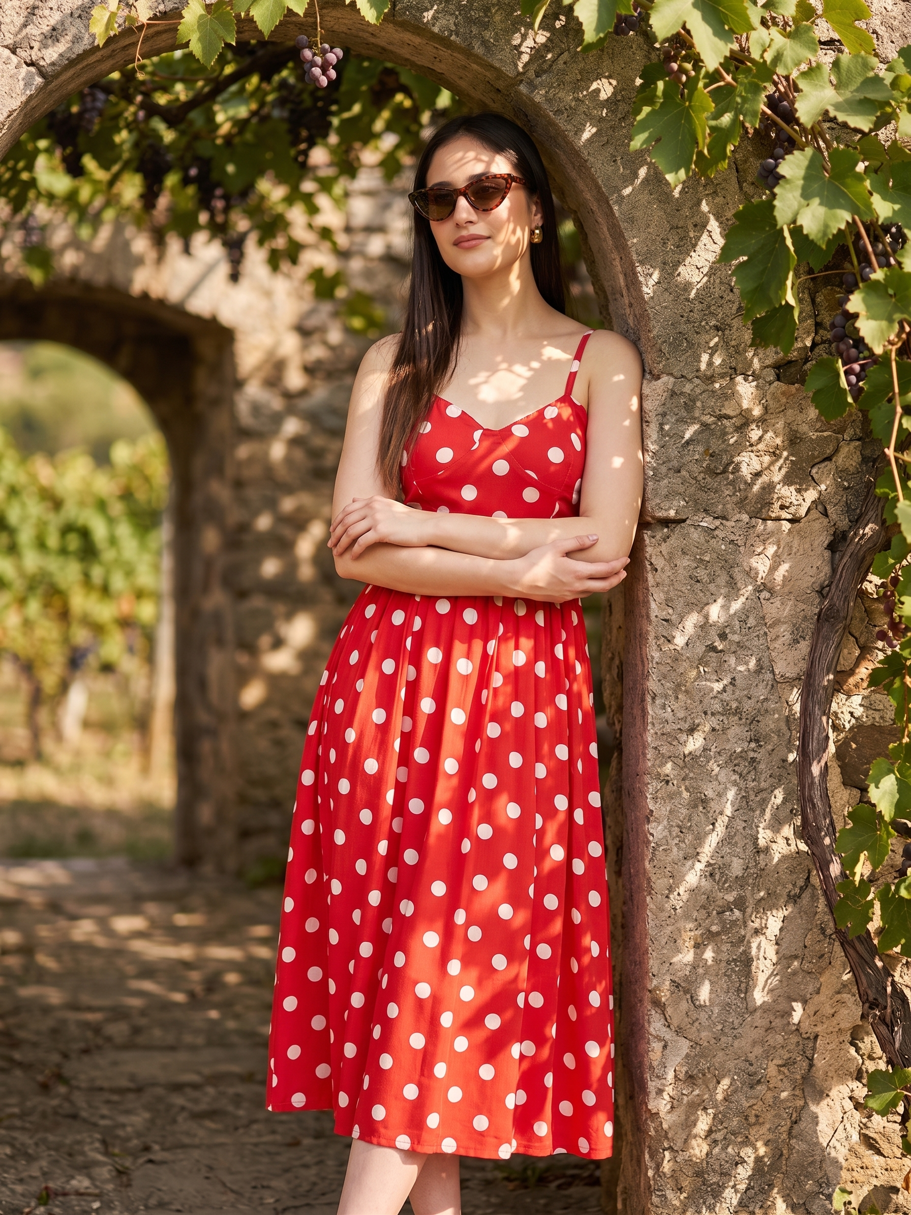 Cory Edge Polka Dot Midid Dress For Vacation, Beach or casual for women and girl