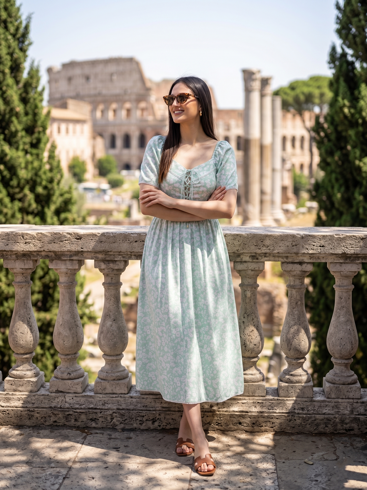 cory edge floral print midi dress for women
