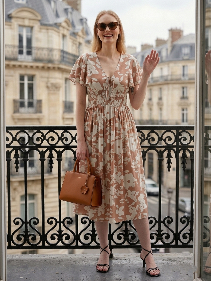 coryedge floral dress brwon color for women