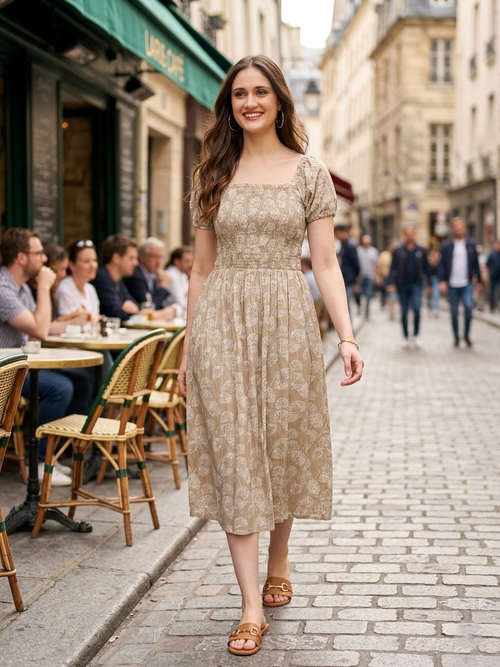 Cory edge Printed Midi Dress for women and Girl