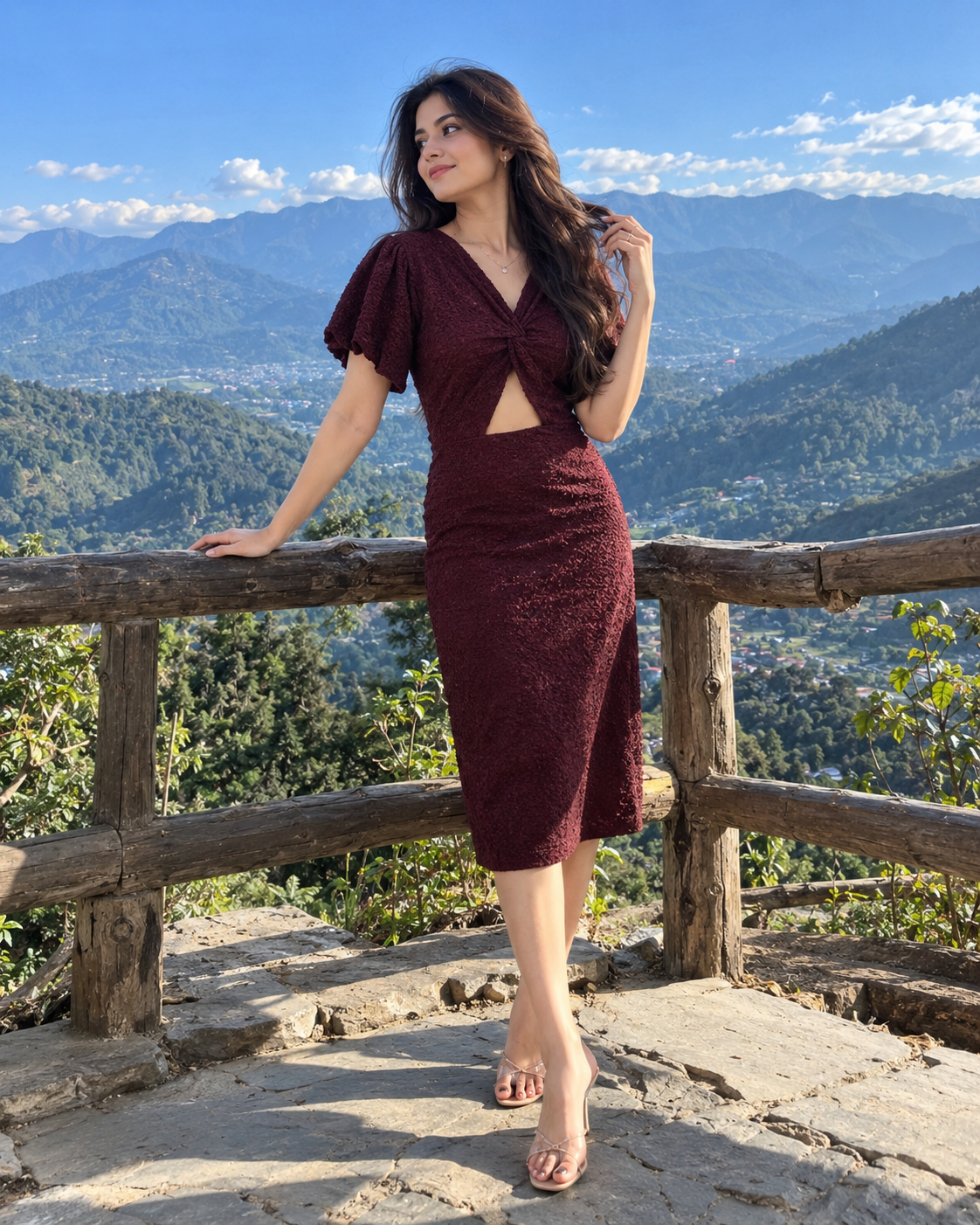 Sorin Prune Scrabble Flare Dress