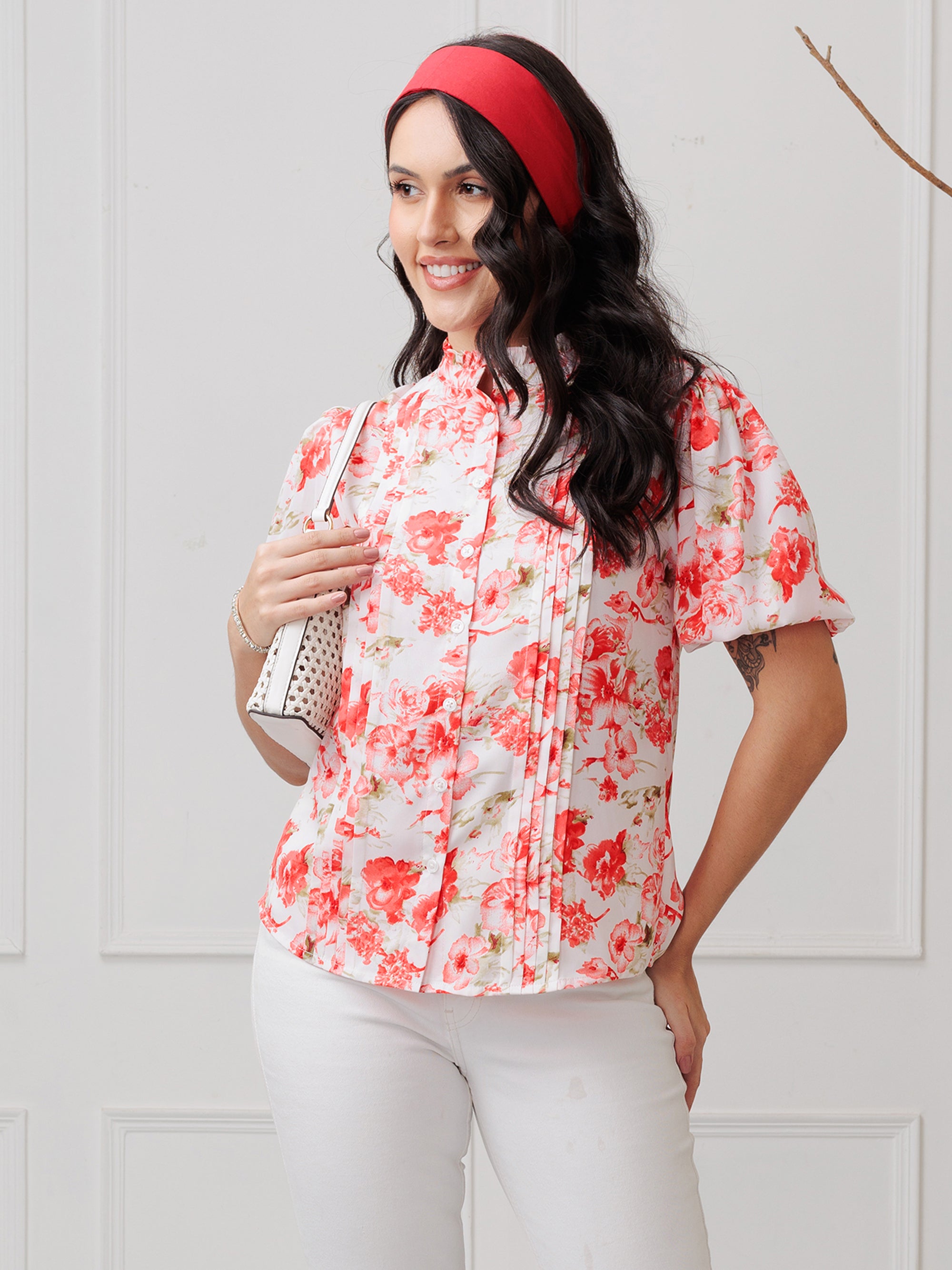 ROSELLIE FLORAL CROPPED SHIRT