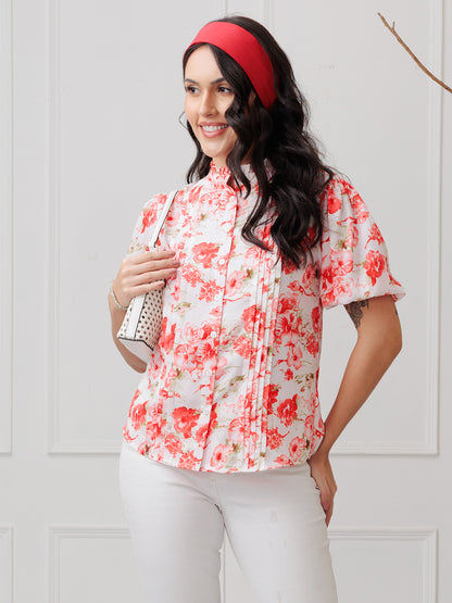 Rosellie Floral Cropped Shirt for Women