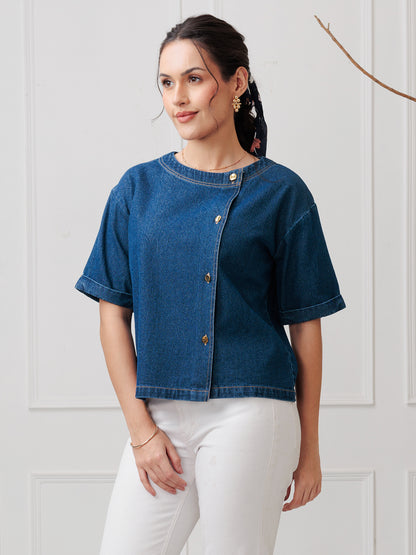Aztire Denim Bony Top for Women
