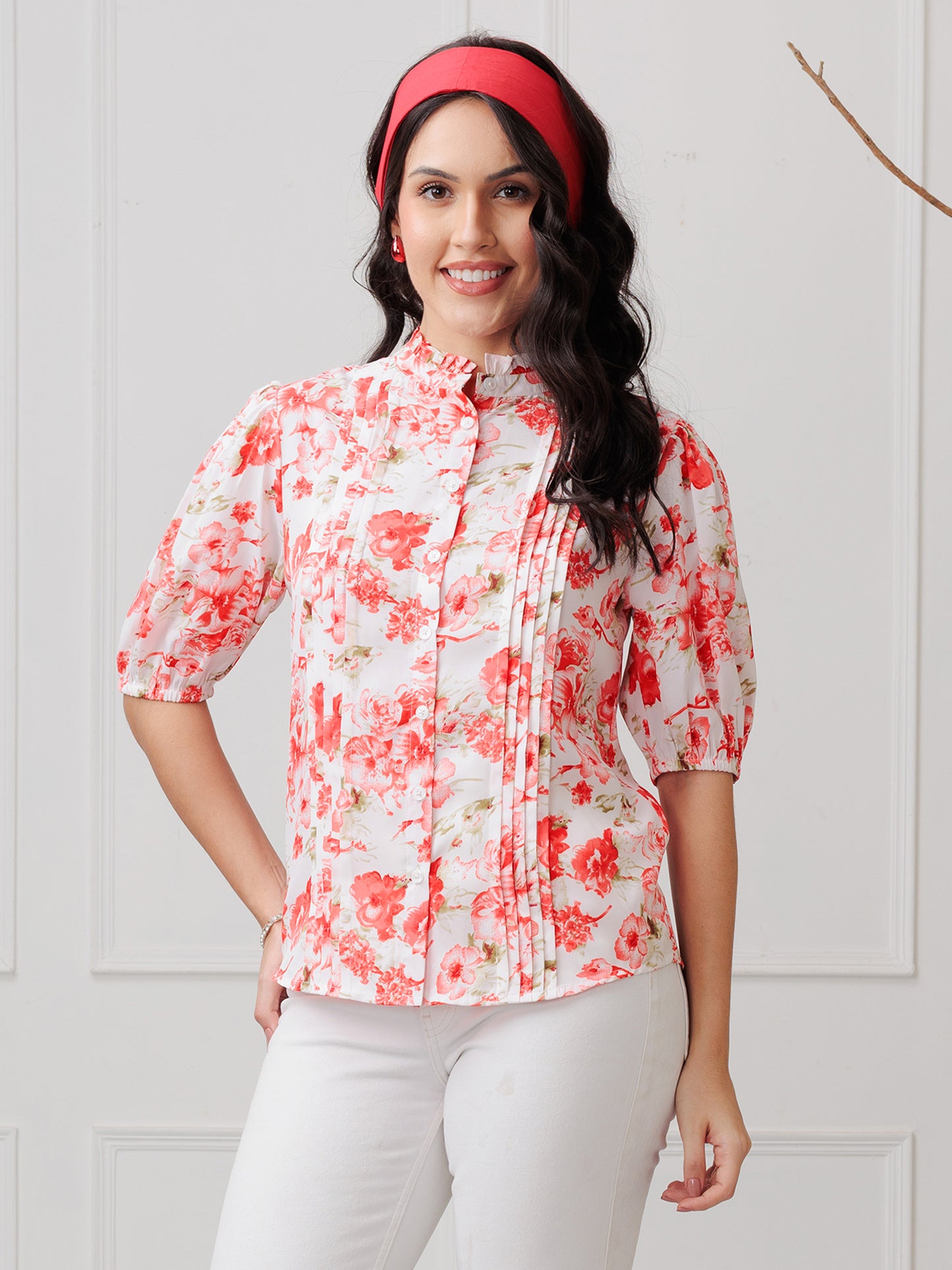 RED FLORAL SHIRT 