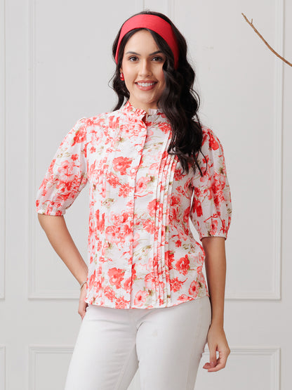 RED FLORAL SHIRT 
