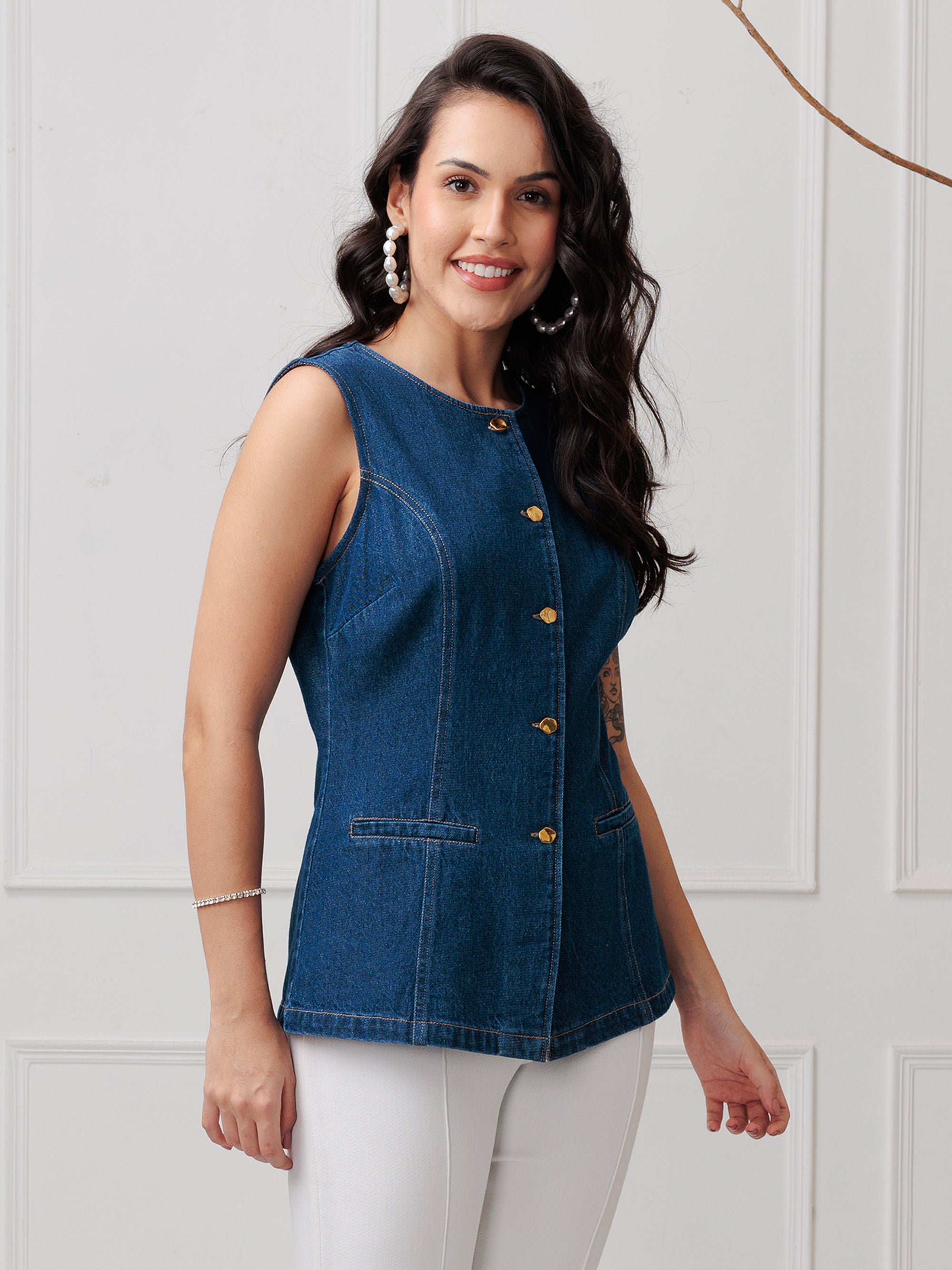 Denim Top with button