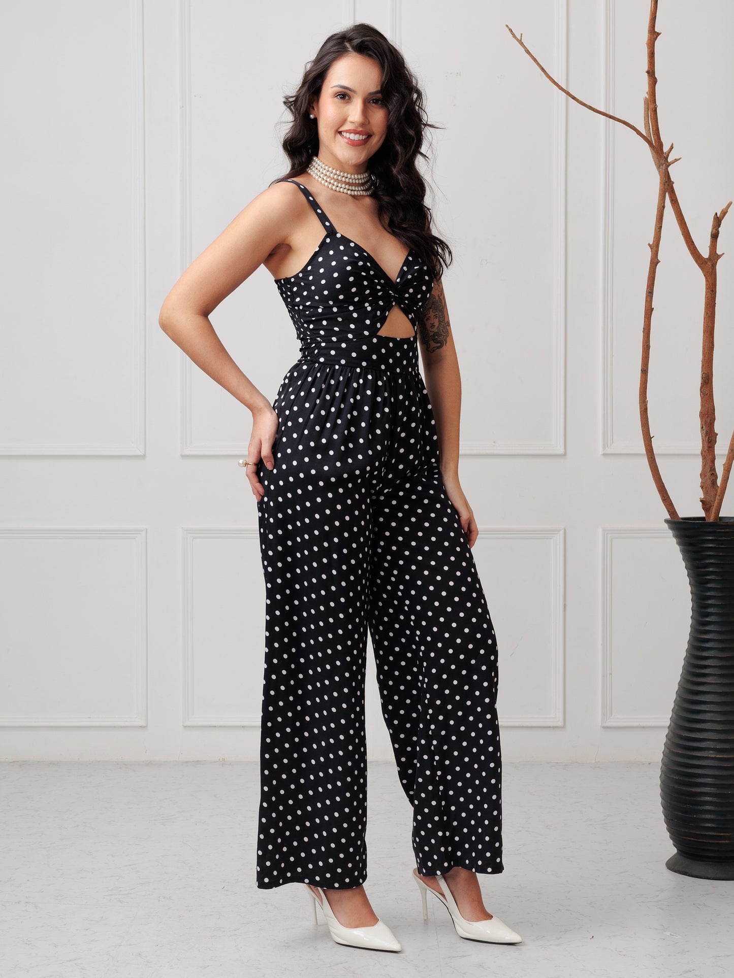 NOIRELLE DOT TWIST JUMPSUIT