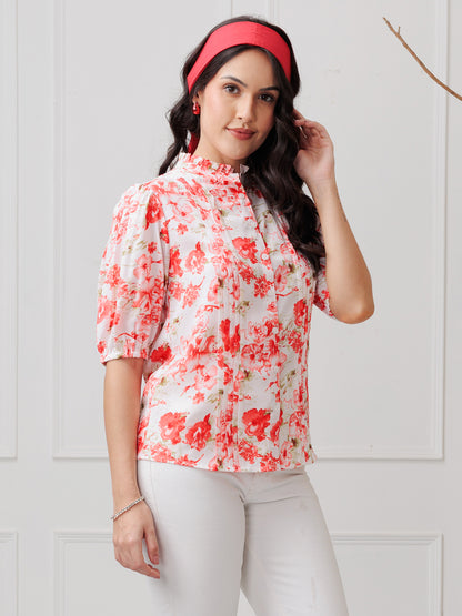 Rosellie Floral Cropped Shirt for Women