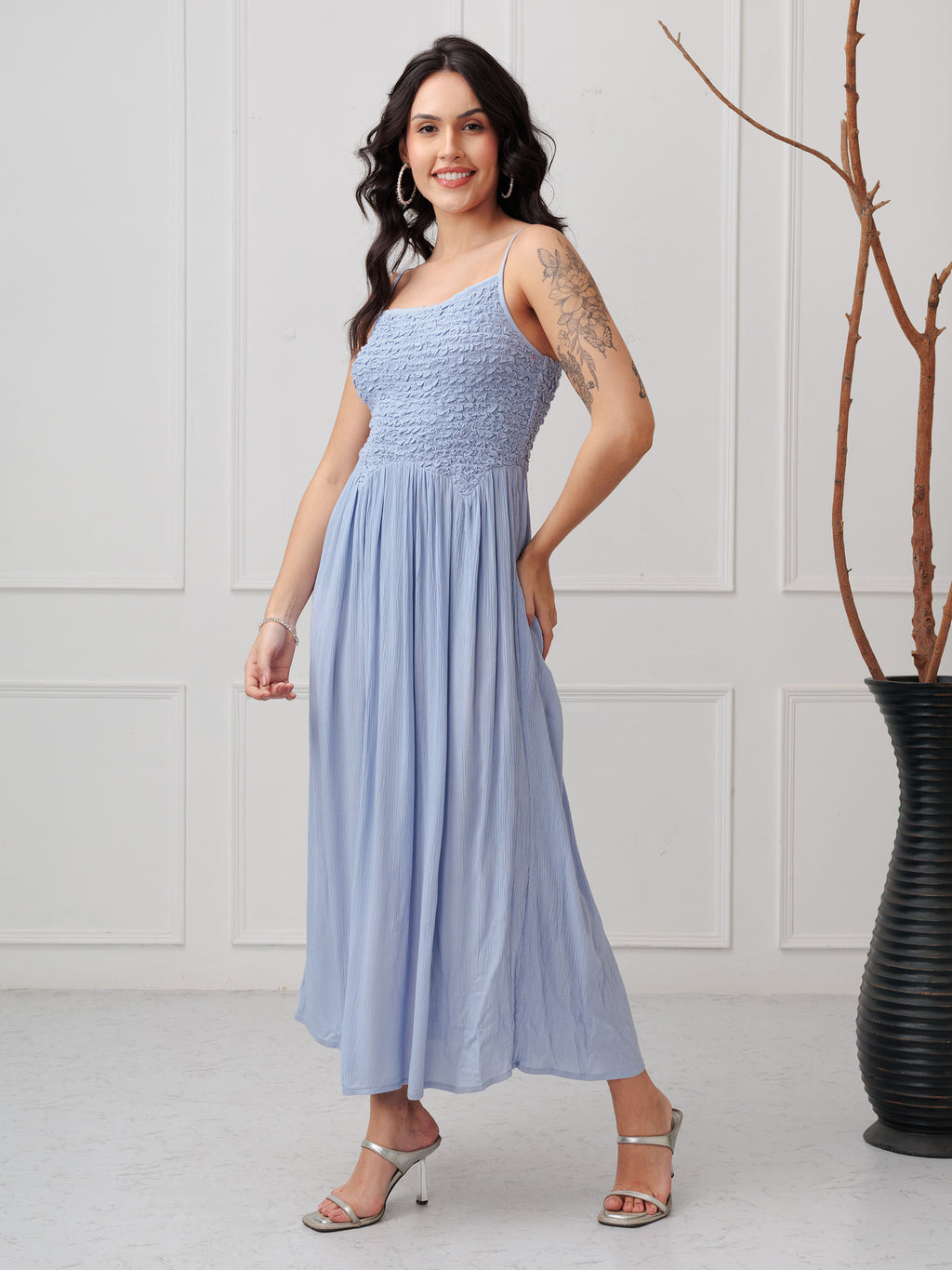 CELESTIA SMOCKED MAXI DRESS