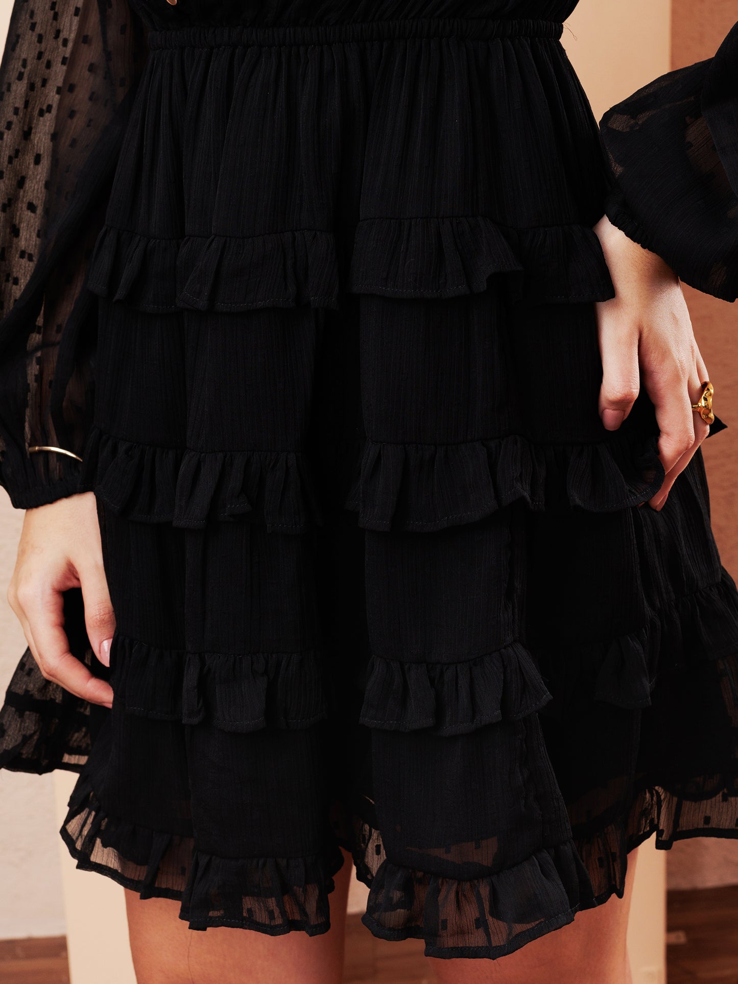 Midnight Ruffled Charm Dress