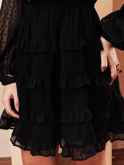Midnight Ruffled Charm Dress