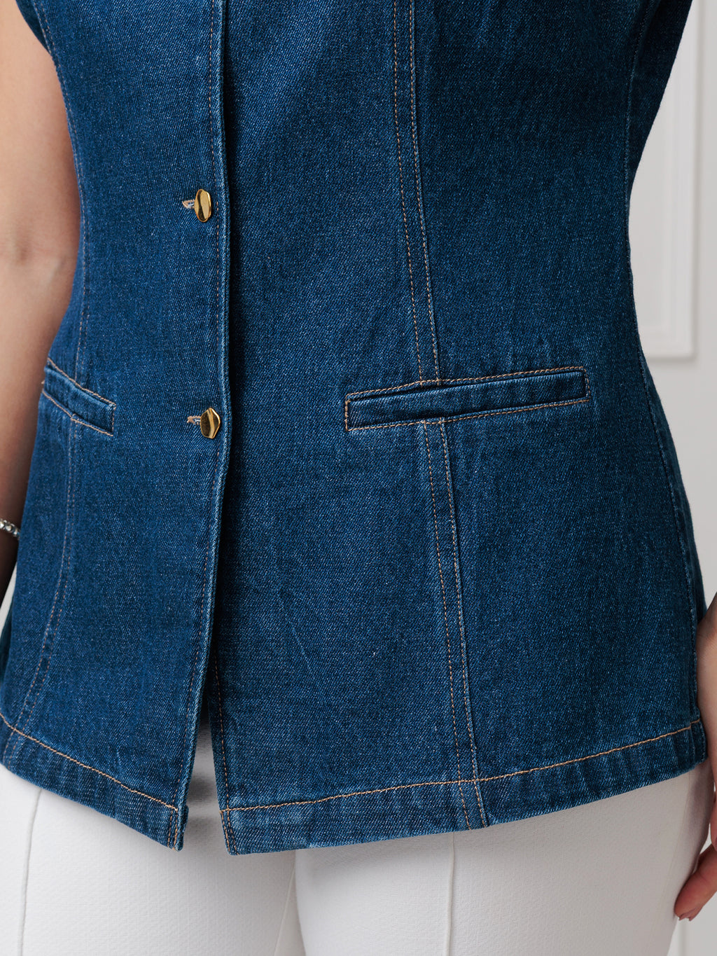 VELMIR DENIM WAIST COAT TOP