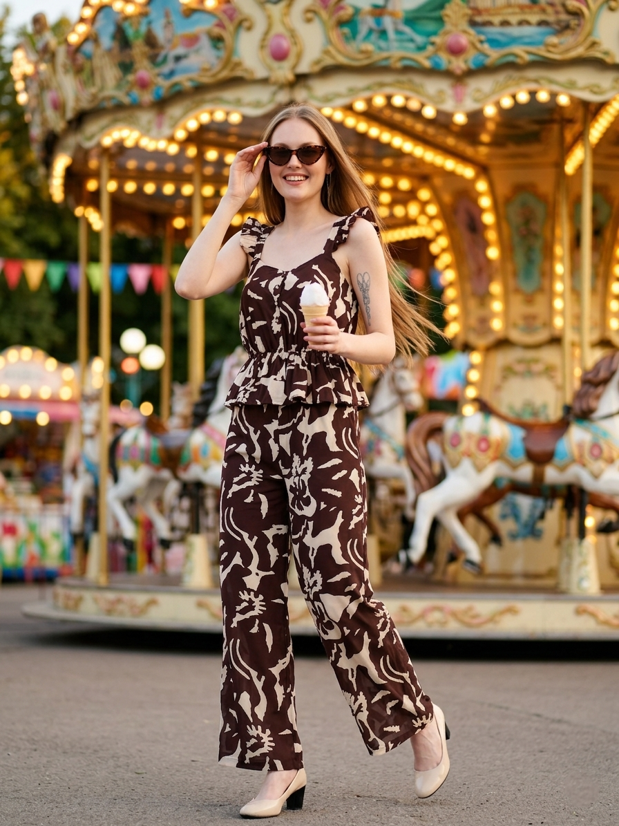 Cory edge abstract jumpsuit  Brown for women