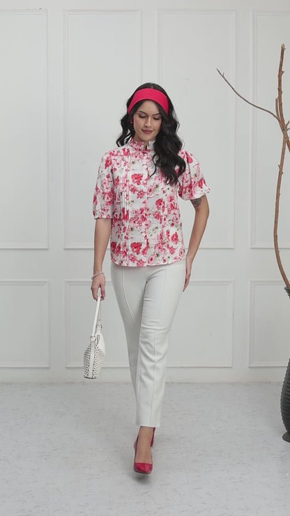 Rosellie Floral Cropped Shirt for Women
